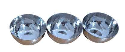 Fink moderne Edelstahl 3er Schalen PICCA NEU poliert Gehämmert Silber 28x9 cm