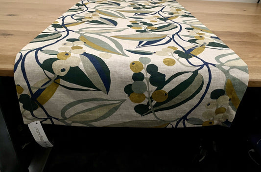 Sander chicer Tischläufer ELENOR NEU Bedruckt Senf Jade Blau Natur 50x140 cm