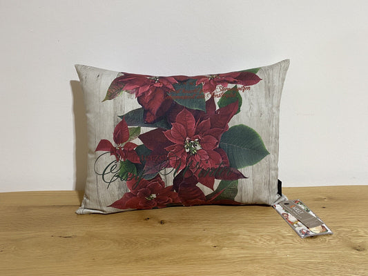 Apelt Weihnachts-Kissen Gefüllt Weihnachtsstern Natur Rot Grün 35x45cm