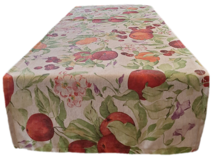 Dekoratex Outdoor Tischläufer Obst Digitaldruck Rechteckig Beige Rot Orange 40x135 cm