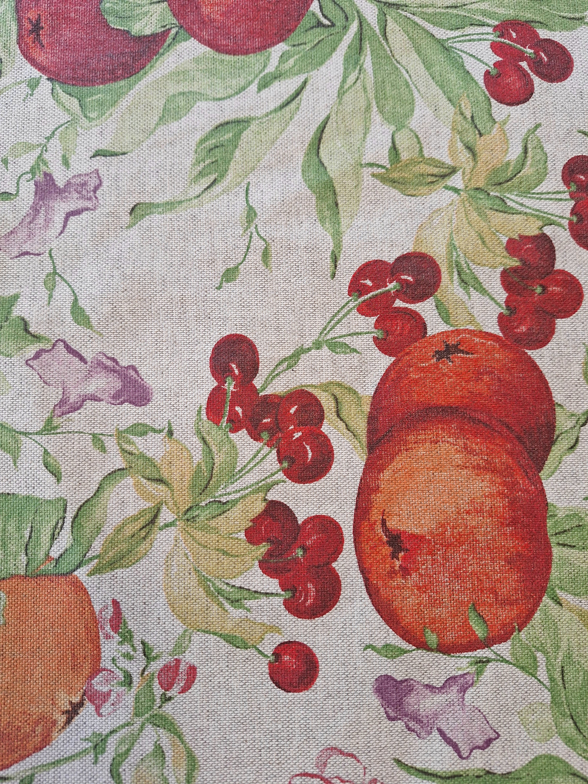 Dekoratex Outdoor Tischläufer Obst Digitaldruck Rechteckig Beige Rot Orange 40x135 cm