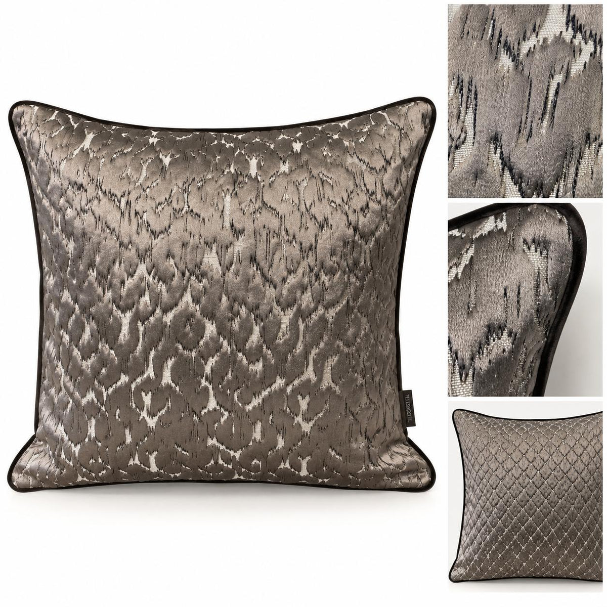 Thanks A Lot elegantes Struktur Kissen mit Paspel in Natur-Taupe 50x50 cm