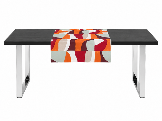 Tischläufer ,, Modern Art " Grafische Stickerei Weinrot Orange Mint Beige 52 cm x 158 cm Raumstil Hasken