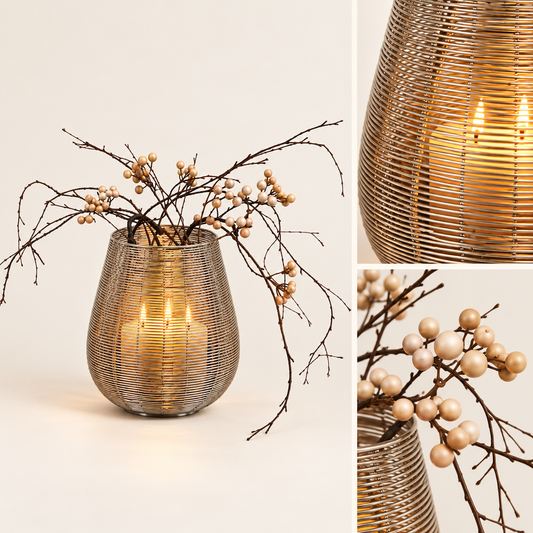 Kaheku Metallwindlicht Drahtgestell 25 cm Hoch 25 cm Breit silber Drahtgeflecht