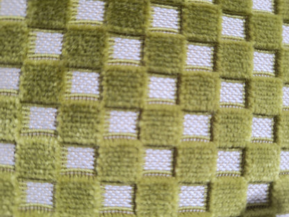 Sprügel Moderne Velour Kissenhülle NEU Karo Natur Grün  45x 45 cm