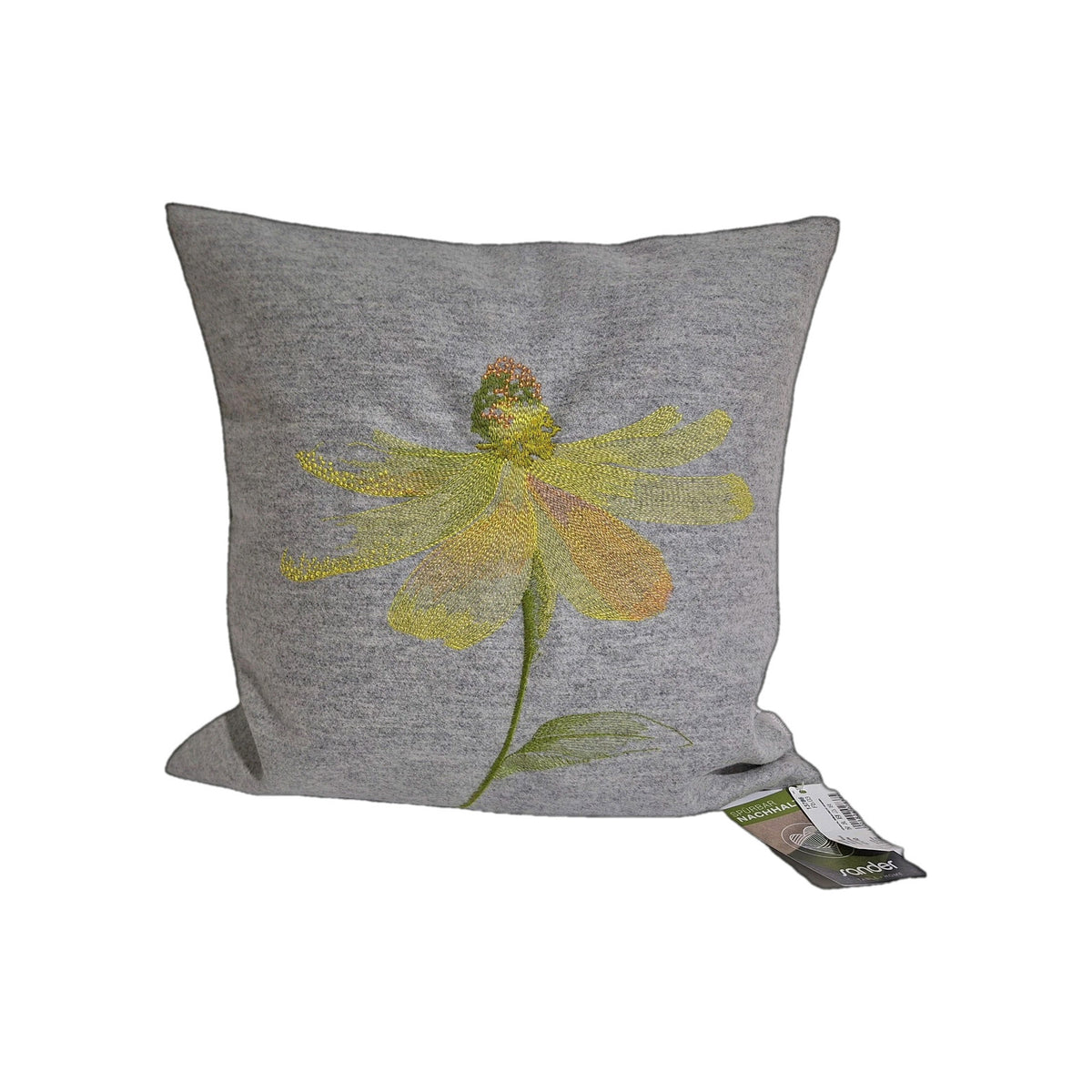 Sander Filz Marlyn Wool NEU  Blumen  Stickerei Grau Grün Gelb Lachs 40 X 40  cm