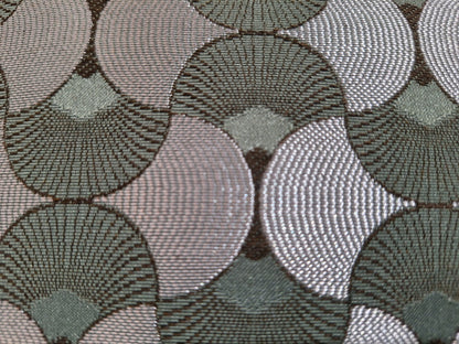 Sprügel Festlich-Elegante Jaguard Kissenhülle Halbkreise  Silber Salbei  45x45cm