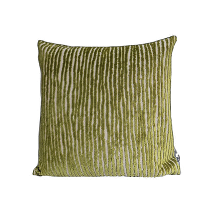Sprügel Moderne Velour Kissenhülle NEU Streifen Natur Grün  45x 45 cm