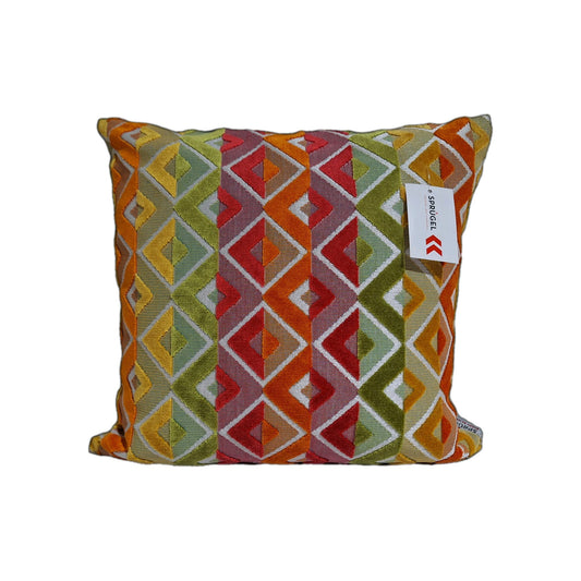 Sprügel Moderne Velour Kissenhülle NEU Raute Pink Orange Gelb 45x 45 cm