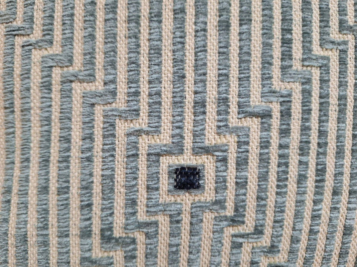 Sprügel moderne Velour Kissenhülle  Grafisches Design  Natur Salbei Blau 45x45cm