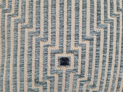Sprügel moderne Velour Kissenhülle  Grafisches Design  Natur Salbei Blau 45x45cm