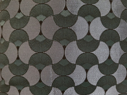 Sprügel Festlich-Elegante Jaguard Kissenhülle Halbkreise  Silber Salbei  45x45cm