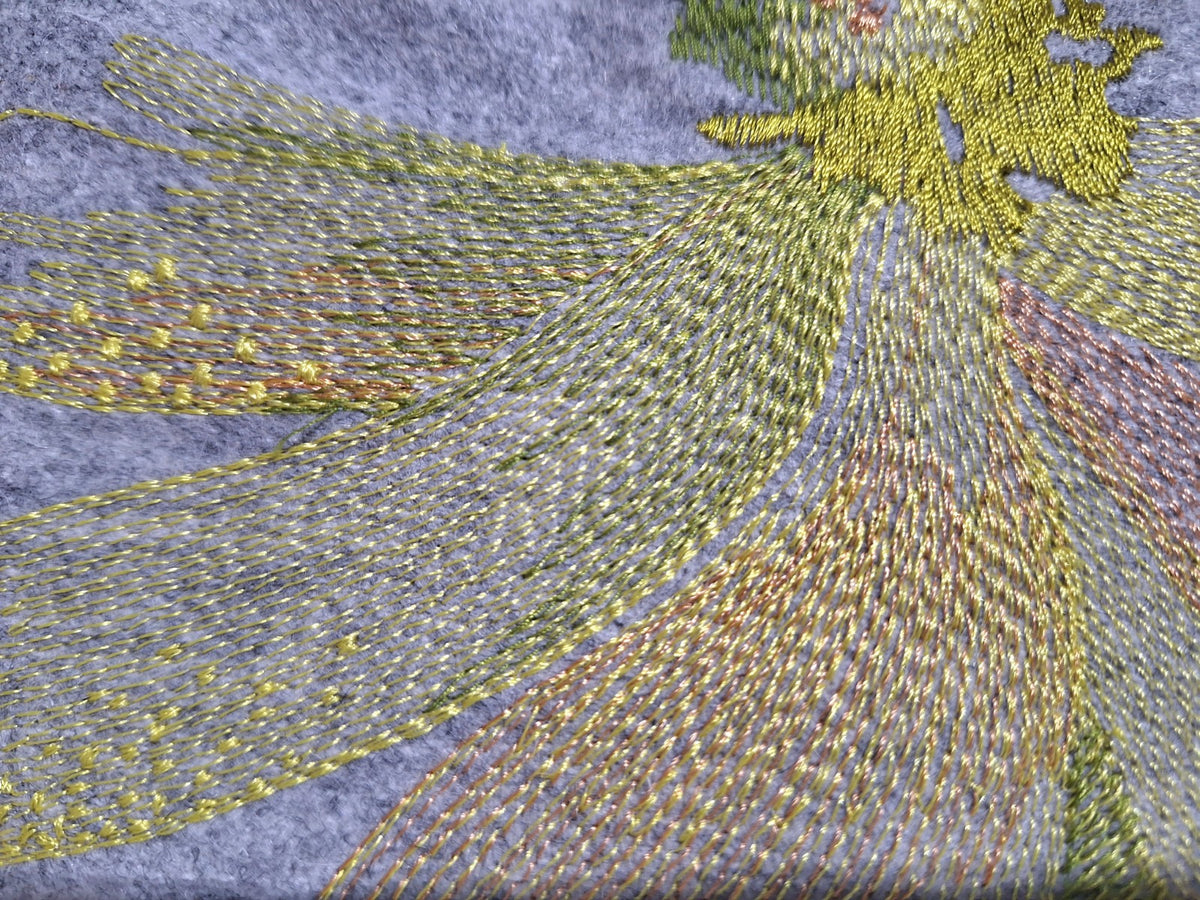 Sander Filz Marlyn Wool NEU  Blumen  Stickerei Grau Grün Gelb Lachs 40 X 40  cm