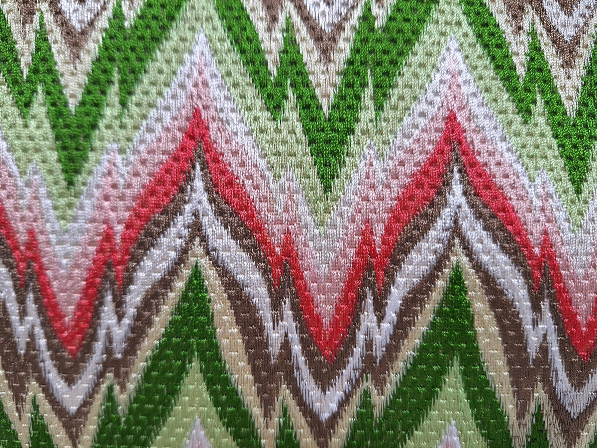Thanks A Lot Edele ZACKEN Stickerei Wendekissen gefüllt Grün Beige Rot 35x50cm