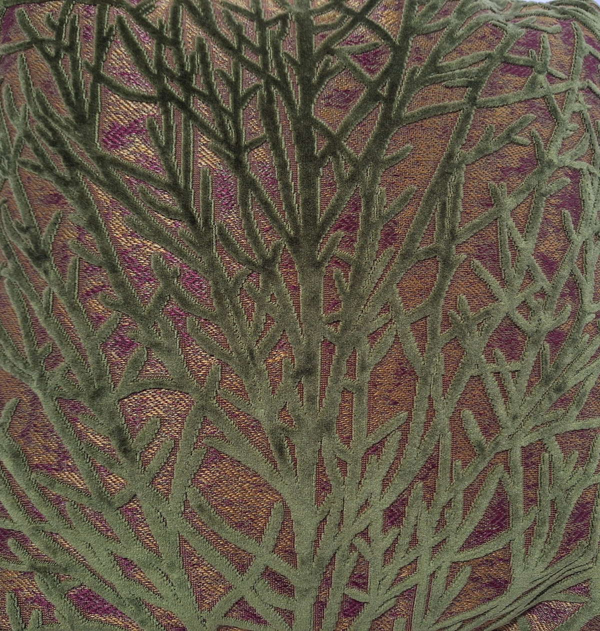 Sprügel Moderne Velour Kissenhülle NEU Astmuster Grün Bonze  45x 45 cm