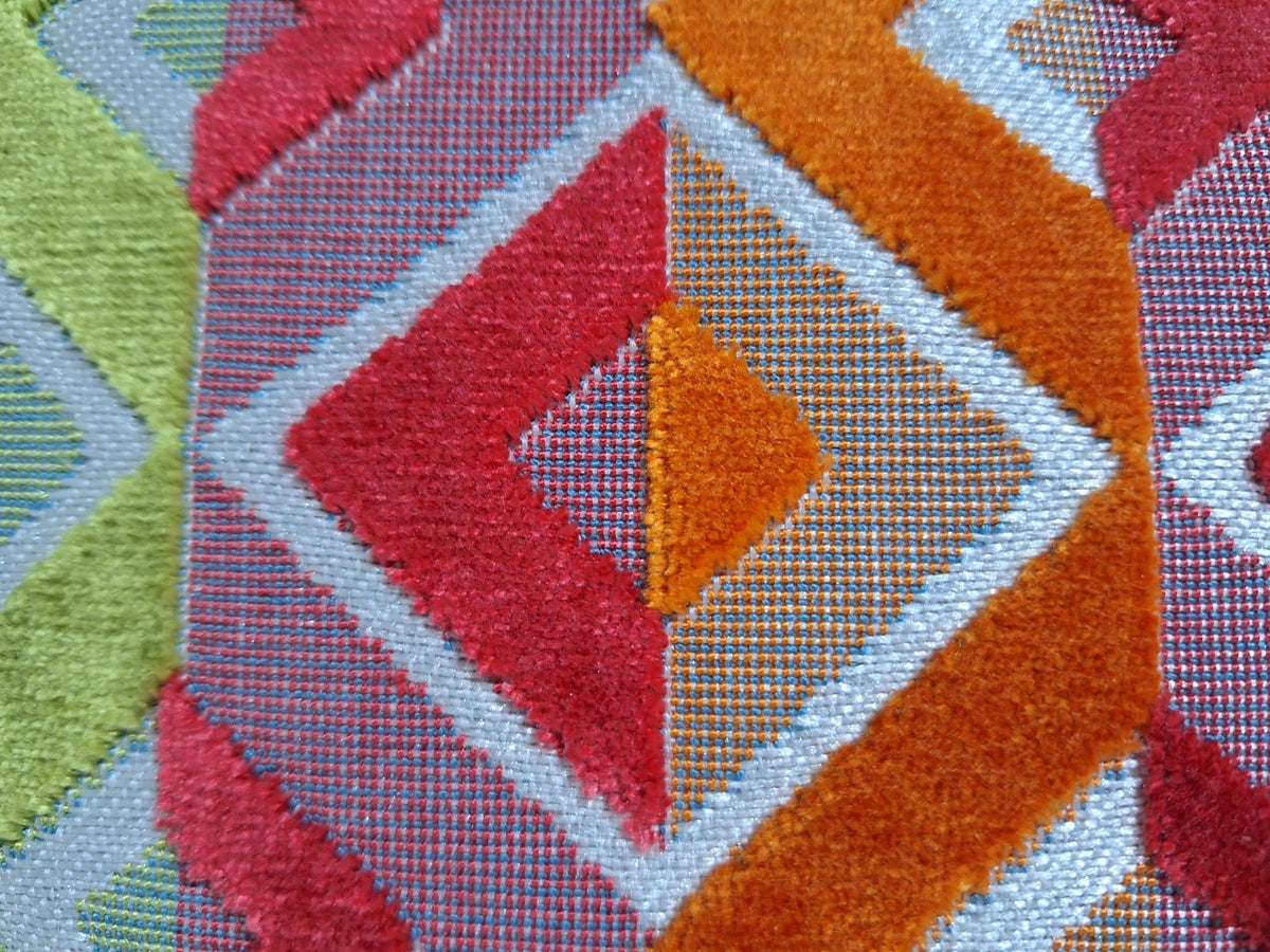 Sprügel Moderne Velour Kissenhülle NEU Raute Pink Orange Gelb 45x 45 cm