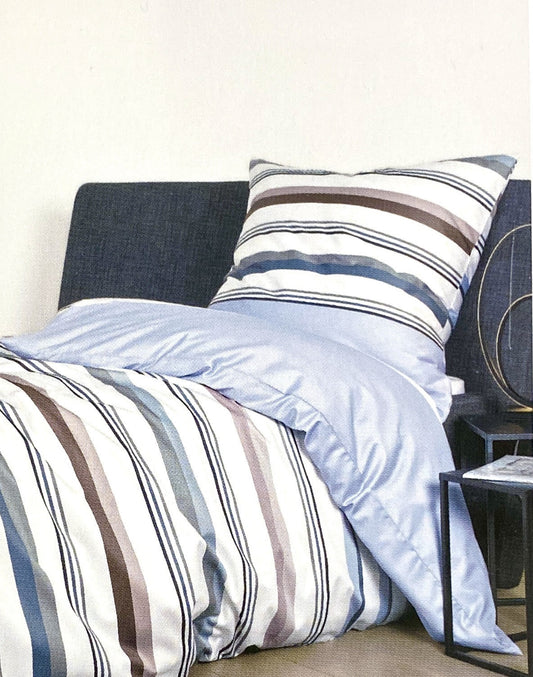 J.D.by Janine Mako-Satin Bettwäsche NEU Streifen Mehrfarbig Blau 155x220cm