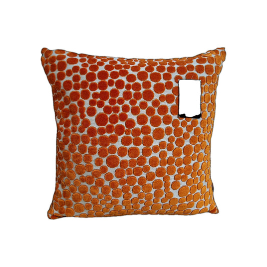 Sprügel Moderne Velour Kissenhülle NEU Punkte Natur Orange  45x 45 cm