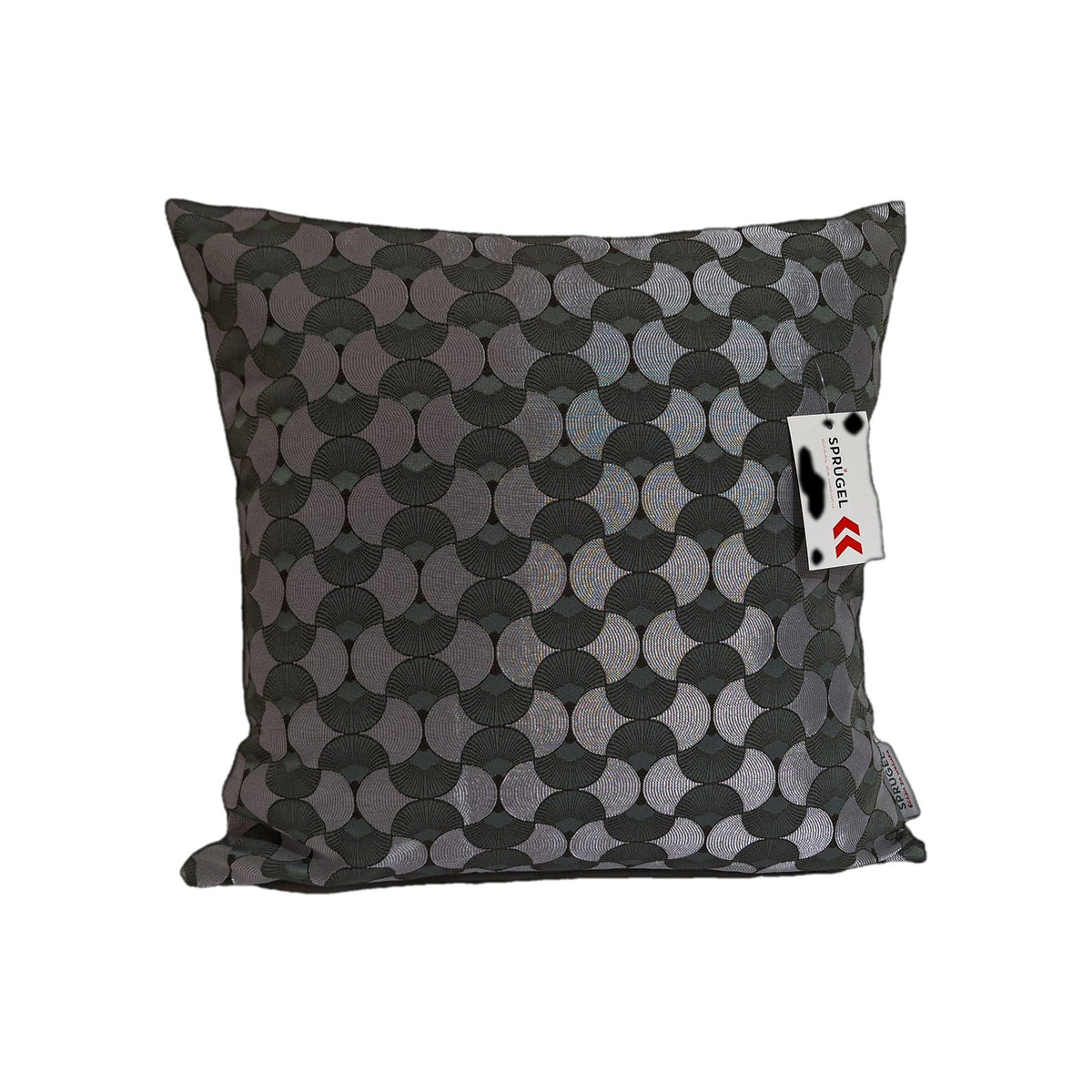 Sprügel Festlich-Elegante Jaguard Kissenhülle Halbkreise  Silber Salbei  45x45cm
