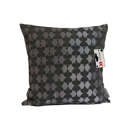 Sprügel Festlich-Elegante Jaguard Kissenhülle Halbkreise  Silber Salbei  45x45cm