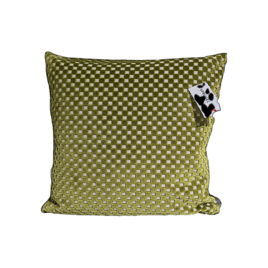 Sprügel Moderne Velour Kissenhülle NEU Karo Natur Grün  45x 45 cm