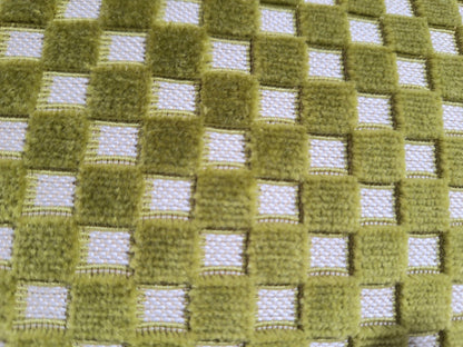 Sprügel Moderne Velour Kissenhülle NEU Karo Natur Grün  45x 45 cm