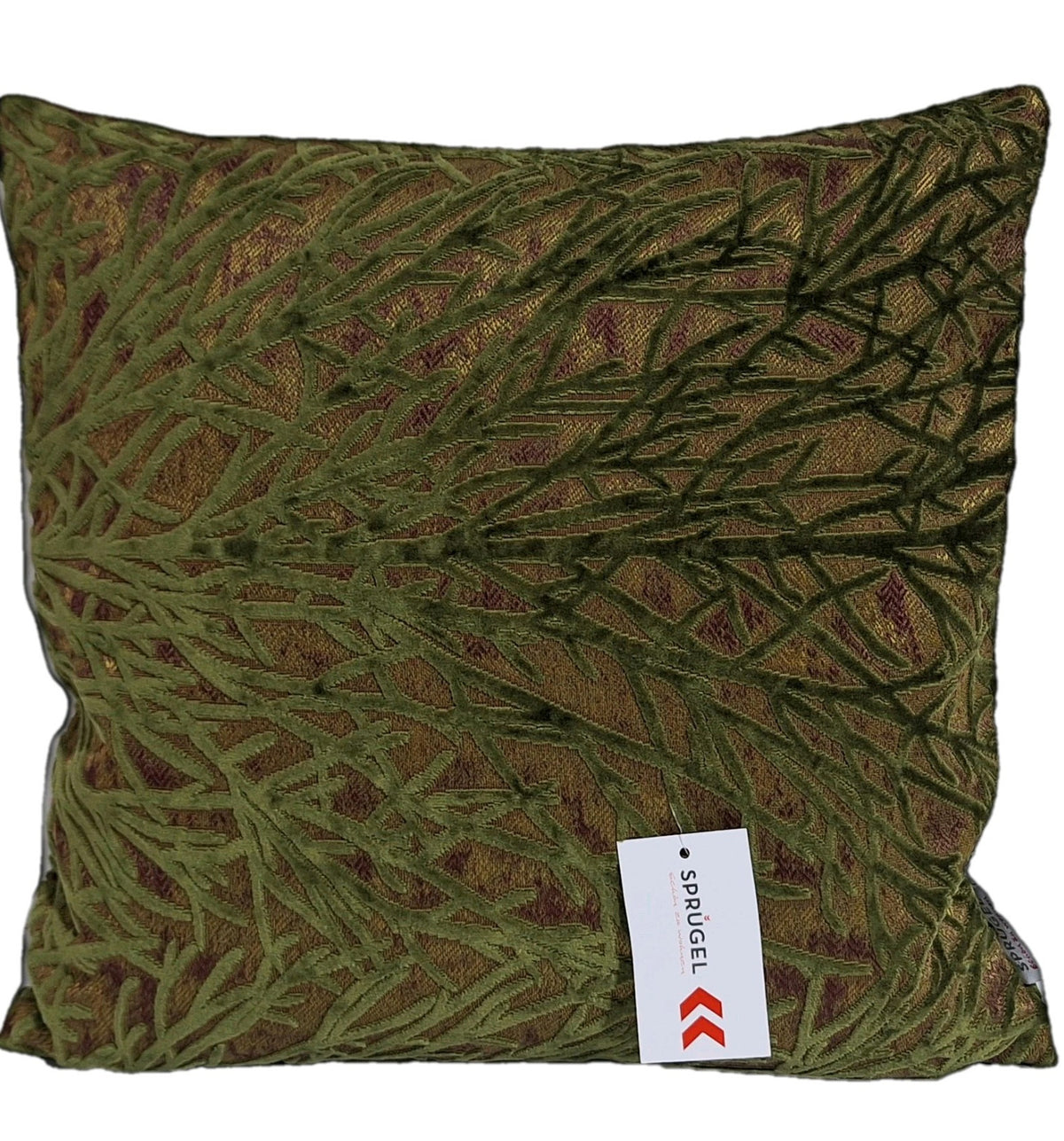 Sprügel Moderne Velour Kissenhülle NEU Astmuster Grün Bonze  45x 45 cm